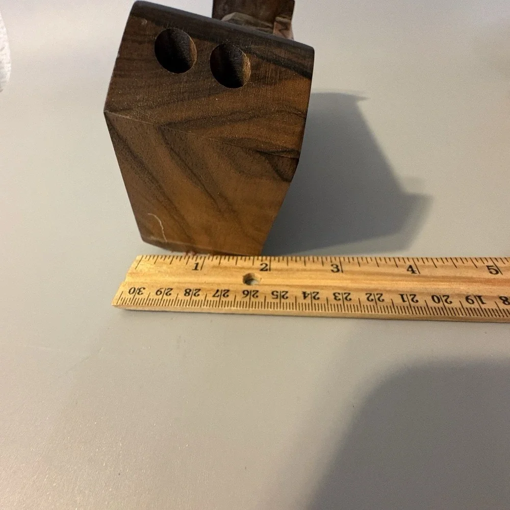 Vintage Wood and Mother of Pearl Perpetual Desk Calendar Solid Handmade MCM